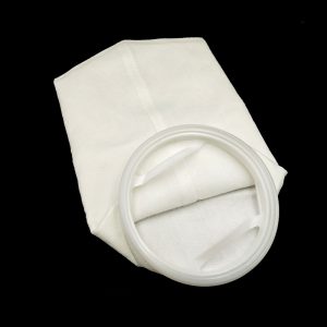 90 Micron Polyester Felt (PE) Liquid Filter Bag,Sewn,Plastic “F” Flange Ring, Size #4-105*380mm